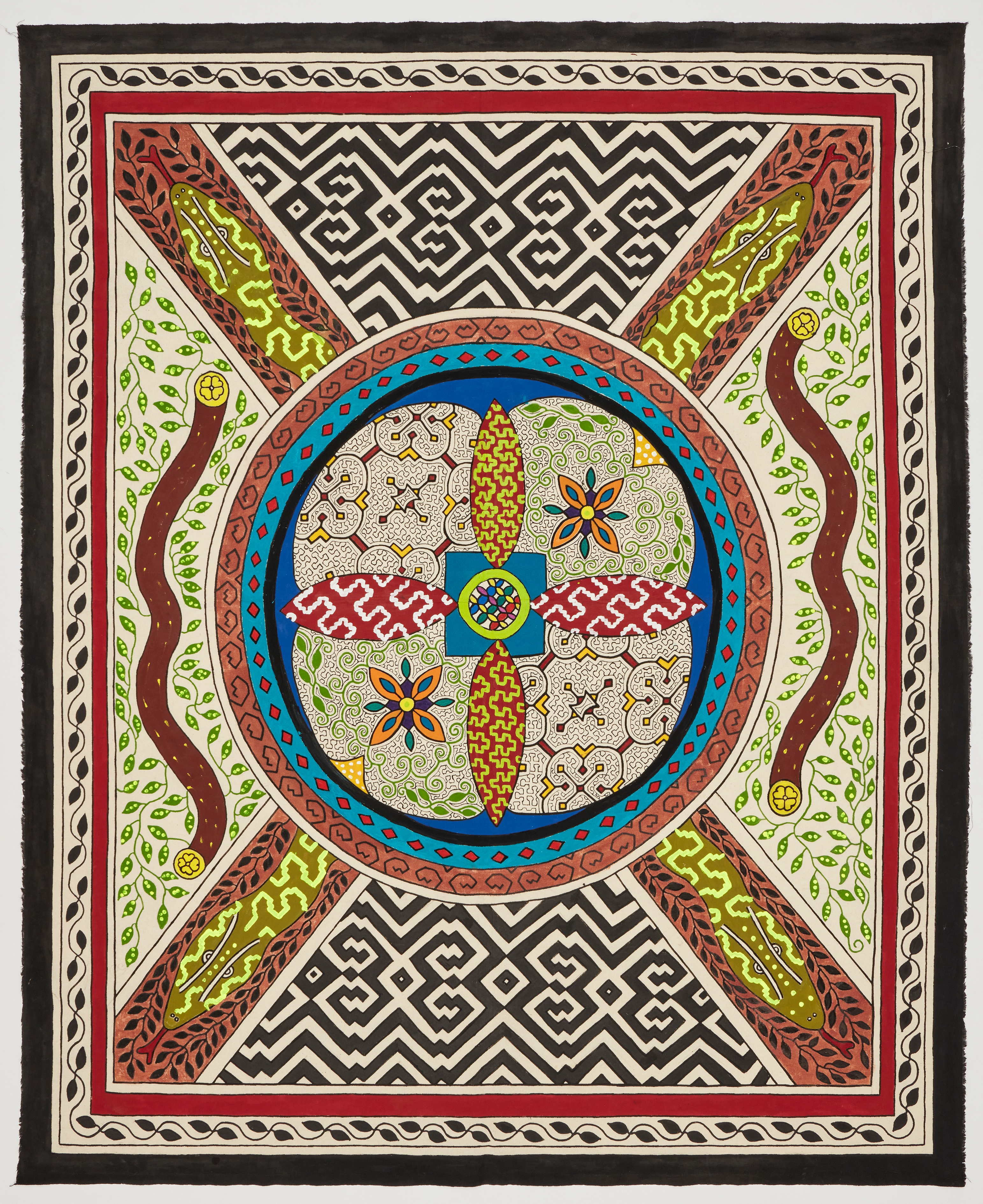 Olinda Silvano *Plants that heal* Natural dyes and acrylic paint on fabric 140 x 90 cm 2021 - 2022