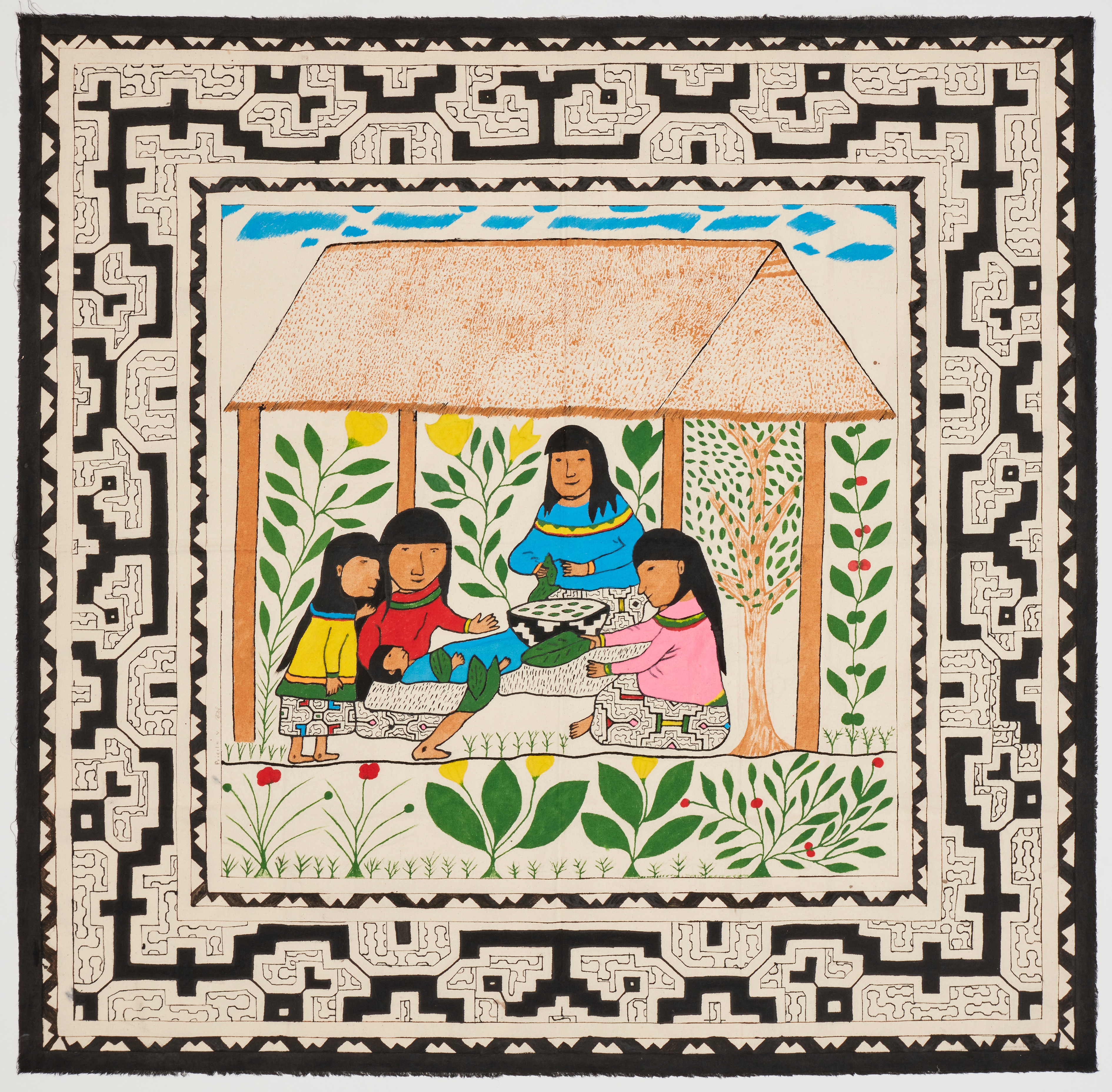 Priscila Vásquez *Healer Mothers* Acrylic painting on fabric 113 x 115 cm 2021